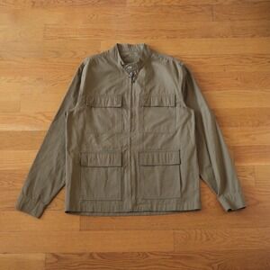 Zara Utility Jacket Mens Green Four Pocket Band Collar Gorpcore Size M Field